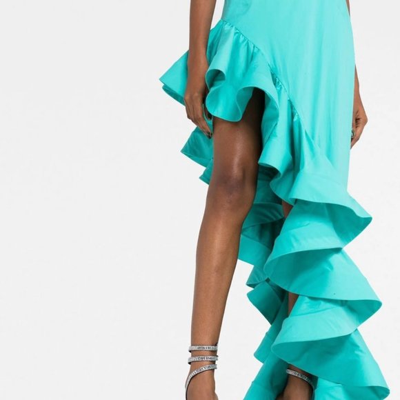 New with tags GIUSEPPE DI MORABITO Assymmetric Ruffled Square-Neck Gown 40 IT - Picture 6 of 14